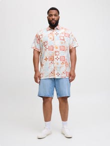 Jack & Jones Büyük Beden Desenli Gömlek - Hydra -Cloud Dancer - 12277649