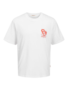 Jack & Jones Büyük Beden Baskılı Tişört - Bellagıo -Bright White - 12277664