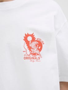 Jack & Jones Büyük Beden Baskılı Tişört - Bellagıo -Bright White - 12277664