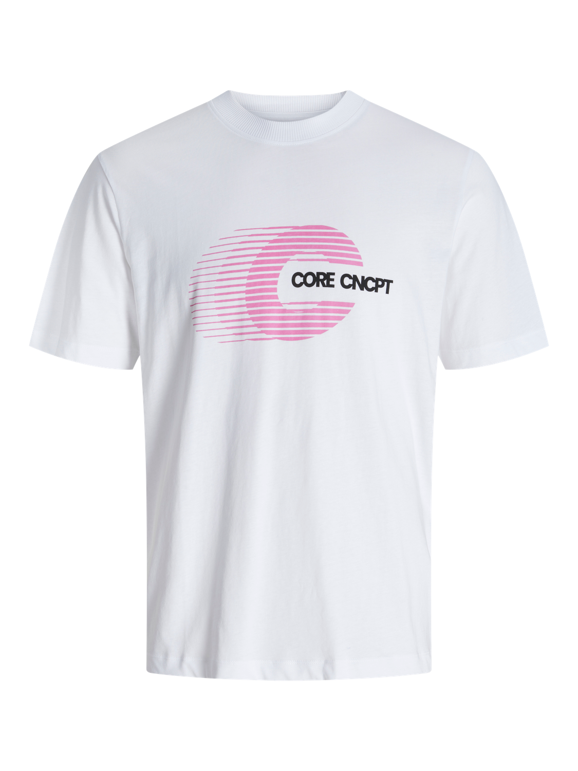 Jack & Jones Erkek Bisiklet Yaka Baskılı Tişört - Vıbrant -Bright White - 12277744