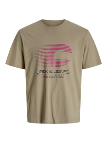 Jack & Jones Erkek Bisiklet Yaka Baskılı Tişört - Vıbrant -Silver Sage - 12277744