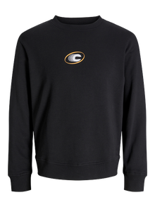 Jack & Jones Erkek Bisiklet Yaka Baskılı Sweatshırt - Vıbrant -Black - 12277749