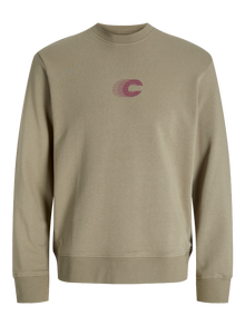 Jack & Jones Erkek Bisiklet Yaka Baskılı Sweatshırt - Vıbrant -Silver Sage - 12277749