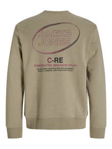 Jack & Jones Erkek Bisiklet Yaka Baskılı Sweatshırt - Vıbrant -Silver Sage - 12277749