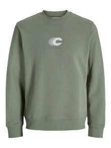 Jack & Jones Erkek Bisiklet Yaka Baskılı Sweatshırt - Vıbrant -Sea Spray - 12277749
