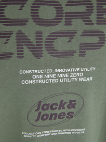 Jack & Jones Erkek Bisiklet Yaka Baskılı Sweatshırt - Vıbrant -Sea Spray - 12277749