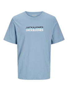 Jack & Jones Erkek Logo Baskılı Tişört - Cyber -Mountain Spring - 12277924
