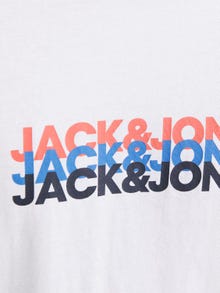 Jack & Jones Erkek Logo Baskılı Tişört - Cyber -White - 12277924