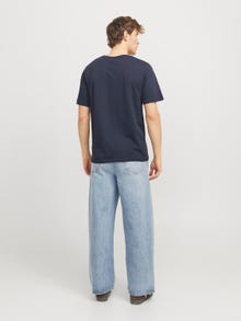 Jack & Jones Erkek Logo Baskılı Tişört - Cyber -Navy Blazer - 12277924