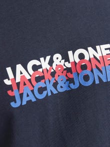 Jack & Jones Erkek Logo Baskılı Tişört - Cyber -Navy Blazer - 12277924
