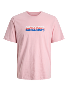 Jack & Jones Erkek Logo Baskılı Tişört - Cyber -Pink Nectar - 12277924