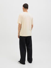 Jack & Jones Erkek Logo Baskılı Tişört - Hayato -Antique White - 12278508