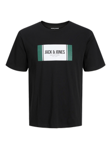 Jack & Jones Erkek Logo Baskılı Tişört - Hayato -Black - 12278508