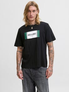 Jack & Jones Erkek Logo Baskılı Tişört - Hayato -Black - 12278508