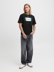 Jack & Jones Erkek Logo Baskılı Tişört - Hayato -Black - 12278508