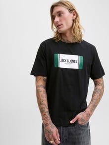 Jack & Jones Erkek Logo Baskılı Tişört - Hayato -Black - 12278508