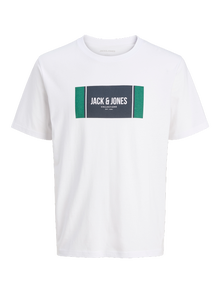 Jack & Jones Erkek Logo Baskılı Tişört - Hayato -White - 12278508