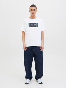 Jack & Jones Erkek Logo Baskılı Tişört - Hayato -White - 12278508