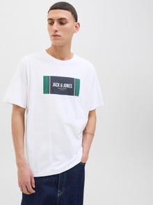 Jack & Jones Erkek Logo Baskılı Tişört - Hayato -White - 12278508