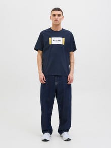 Jack & Jones Erkek Logo Baskılı Tişört - Hayato -Sky Captain - 12278508
