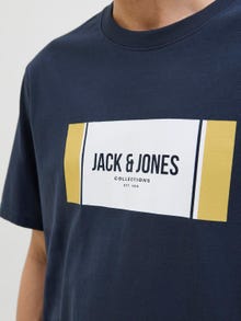 Jack & Jones Erkek Logo Baskılı Tişört - Hayato -Sky Captain - 12278508