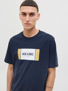 Jack & Jones Erkek Logo Baskılı Tişört - Hayato -Sky Captain - 12278508