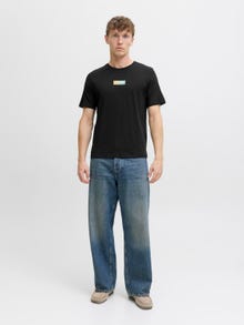 Jack & Jones Erkek Logo Baskılı Tişört - Pan -Black - 12278509