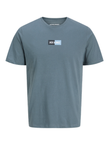 Jack & Jones Erkek Logo Baskılı Tişört - Pan -Stormy Weather - 12278509