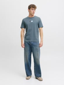 Jack & Jones Erkek Logo Baskılı Tişört - Pan -Stormy Weather - 12278509