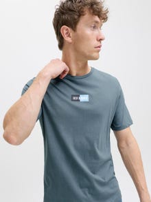 Jack & Jones Erkek Logo Baskılı Tişört - Pan -Stormy Weather - 12278509