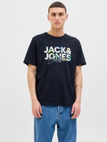 Jack & Jones Erkek Logo Baskılı Tişört - Geplas -Sky Captain - 12278523