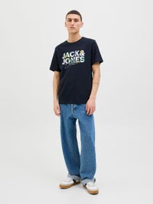 Jack & Jones Erkek Logo Baskılı Tişört - Geplas -Sky Captain - 12278523