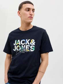 Jack & Jones Erkek Logo Baskılı Tişört - Geplas -Sky Captain - 12278523