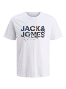 Jack & Jones Erkek Logo Baskılı Tişört - Geplas -White - 12278523