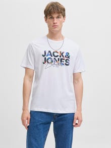 Jack & Jones Erkek Logo Baskılı Tişört - Geplas -White - 12278523