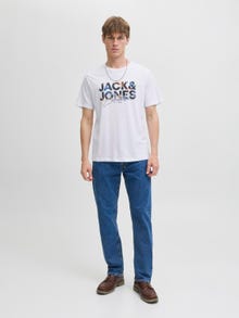 Jack & Jones Erkek Logo Baskılı Tişört - Geplas -White - 12278523