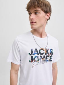 Jack & Jones Erkek Logo Baskılı Tişört - Geplas -White - 12278523