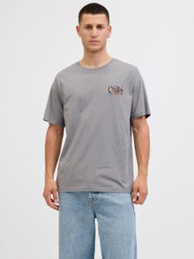 Jack & Jones Erkek Logo Baskılı Tişört - Geplas -Ultimate Grey - 12278523