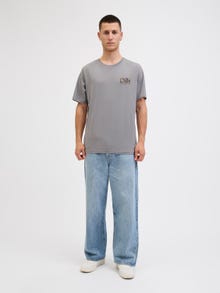 Jack & Jones Erkek Logo Baskılı Tişört - Geplas -Ultimate Grey - 12278523