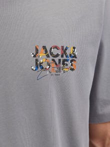 Jack & Jones Erkek Logo Baskılı Tişört - Geplas -Ultimate Grey - 12278523