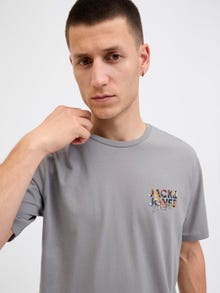 Jack & Jones Erkek Logo Baskılı Tişört - Geplas -Ultimate Grey - 12278523