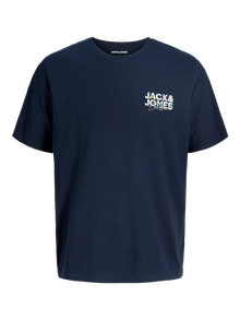 Jack & Jones Erkek Logo Baskılı Tişört - Geplas -Sky Captain - 12278523