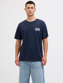 Jack & Jones Erkek Logo Baskılı Tişört - Geplas -Sky Captain - 12278523