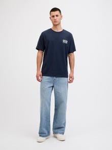 Jack & Jones Erkek Logo Baskılı Tişört - Geplas -Sky Captain - 12278523