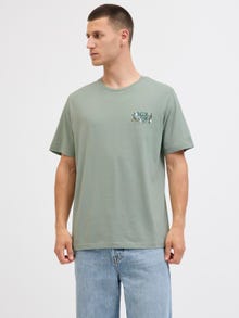 Jack & Jones Erkek Logo Baskılı Tişört - Geplas -Iceberg Green - 12278523