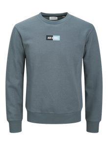 Jack & Jones Erkek Logo Baskılı Sweatshırt - Pan -Stormy Weather - 12278617