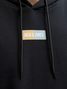 Jack & Jones Erkek Logo Baskılı Kapüşonlu Sweatshırt - Pan -Black - 12278618