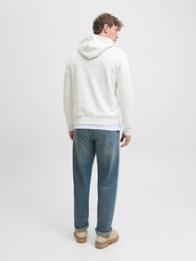 Jack & Jones Erkek Logo Baskılı Kapüşonlu Sweatshırt - Pan -White Melange - 12278618