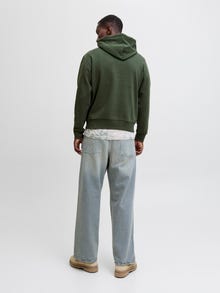 Jack & Jones Erkek Logo Baskılı Kapüşonlu Sweatshırt - Pan -Duffel Bag - 12278618