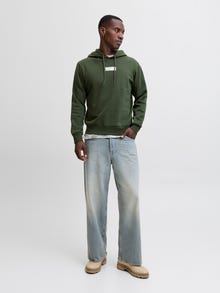Jack & Jones Erkek Logo Baskılı Kapüşonlu Sweatshırt - Pan -Duffel Bag - 12278618